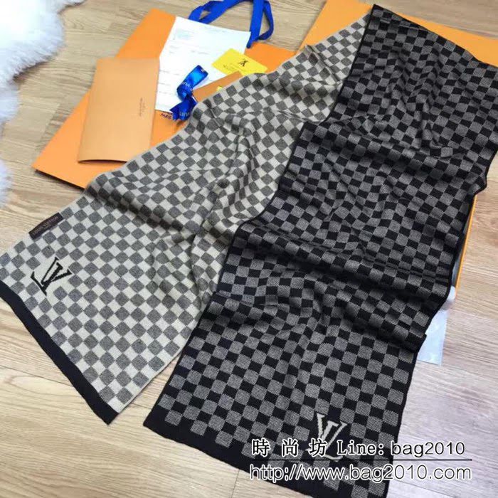 路易威登LV冬季新款羊毛混紡男士圍巾 LLWJ6263